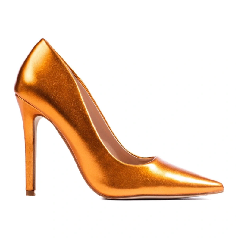Orangefarbene Metallic-High-Heel-Pumps von Shelovet
