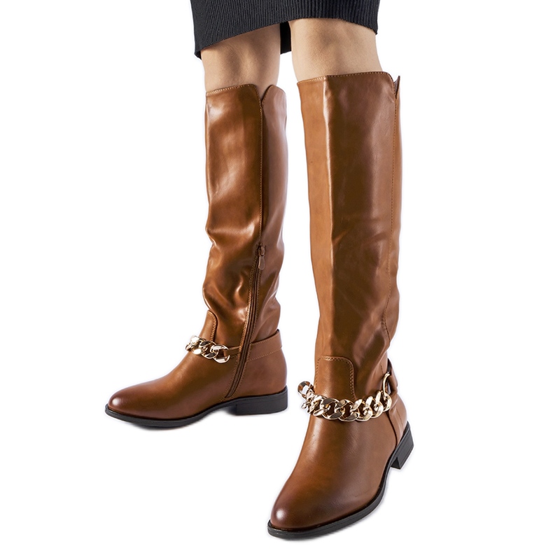 Braune isolierte Stiefel mit Kette von Millies