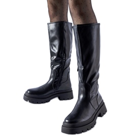 Schwarze, flache, klassische Stiefel von Christien