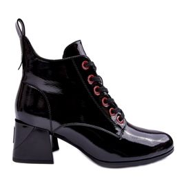 Niedrige Schnürstiefeletten aus Lackleder S.Barski MR870-66 Schwarz