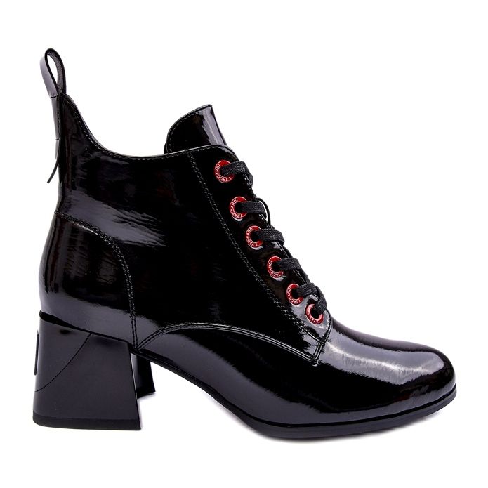 Niedrige Schnürstiefeletten aus Lackleder S.Barski MR870-66 Schwarz