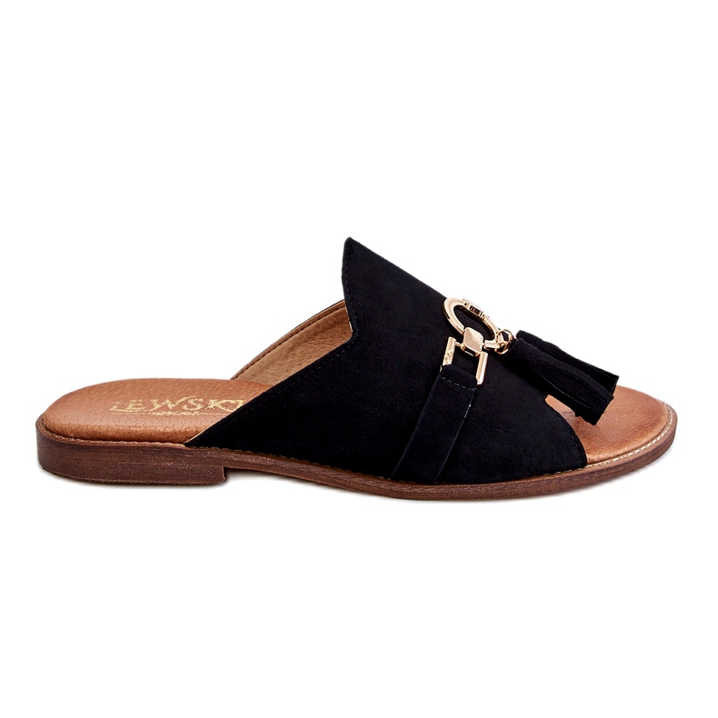 Lewski Shoes Damen Wildleder Hausschuhe Leski Schuhe 3226 Schwarz