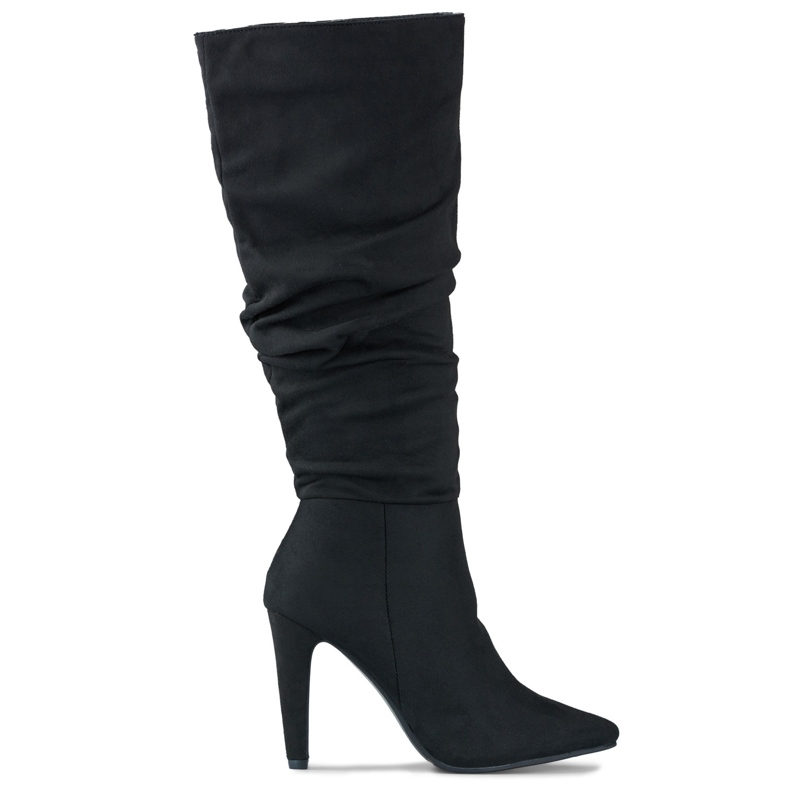 Damenstiefel mit hohem Absatz aus schwarzem Wildleder