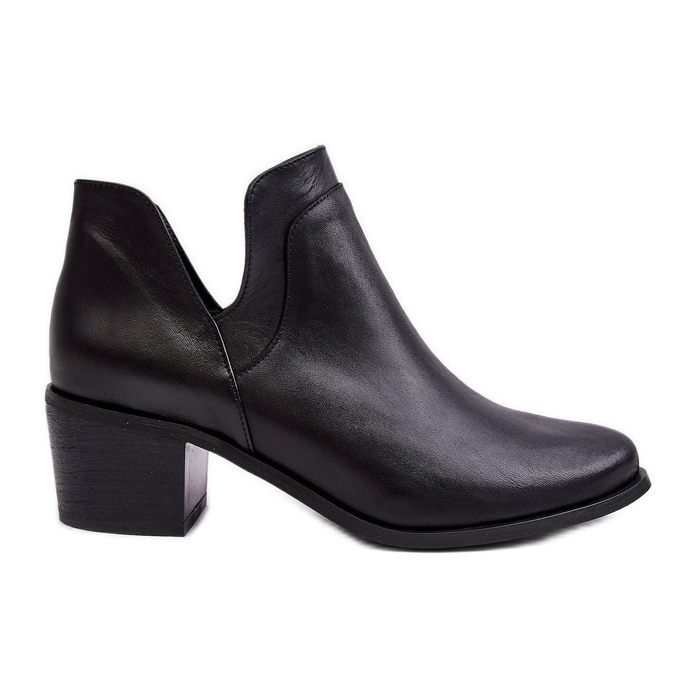 Lederstiefeletten mit ausgeschnittenen High Heels in Schwarz von Dalros