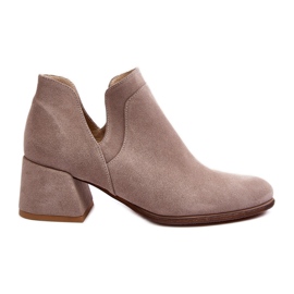 Wildleder-Stiefeletten mit ausgeschnittenen High Heels, hellbeige Dalros