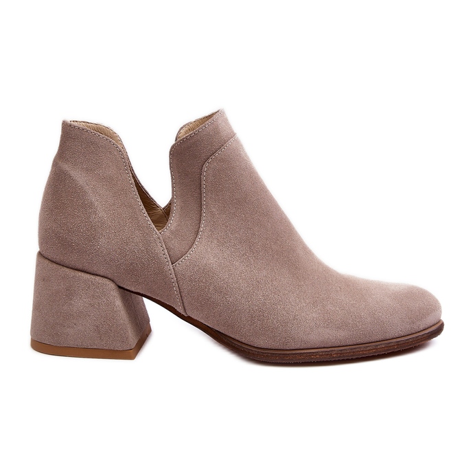 Wildleder-Stiefeletten mit ausgeschnittenen High Heels, hellbeige Dalros