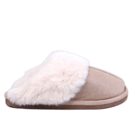 Otteys Beige Damenhausschuhe mit Fell