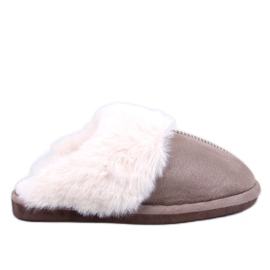 Otteys Mocca Damenhausschuhe mit Fell braun