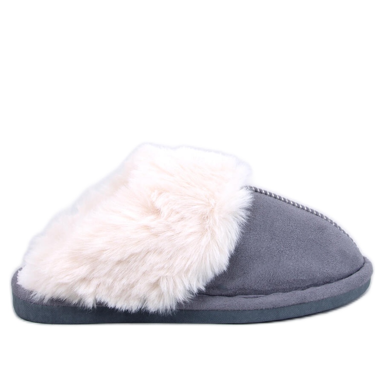 Otteys Graue Damenhausschuhe mit Fell
