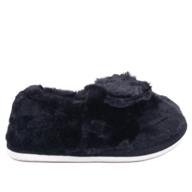 Fellpantoffeln mit Schleife Emres Schwarz