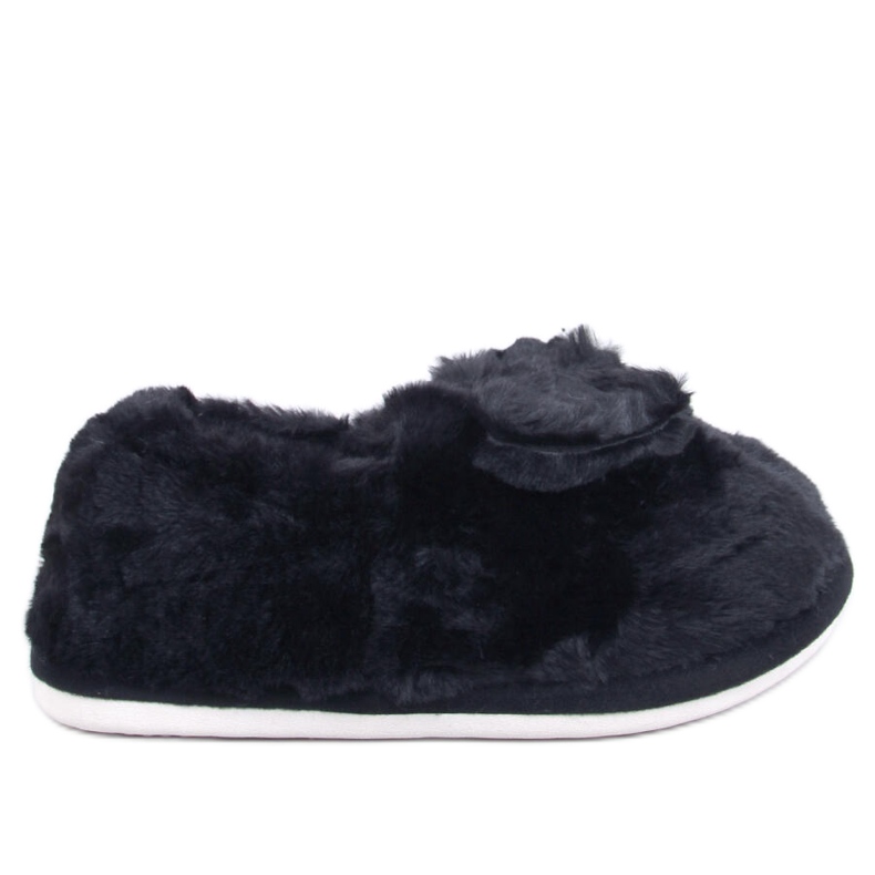 Fellpantoffeln mit Schleife Emres Schwarz