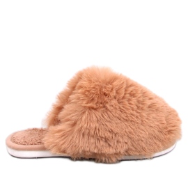 Calvert Camel Damen-Pelzhausschuhe braun