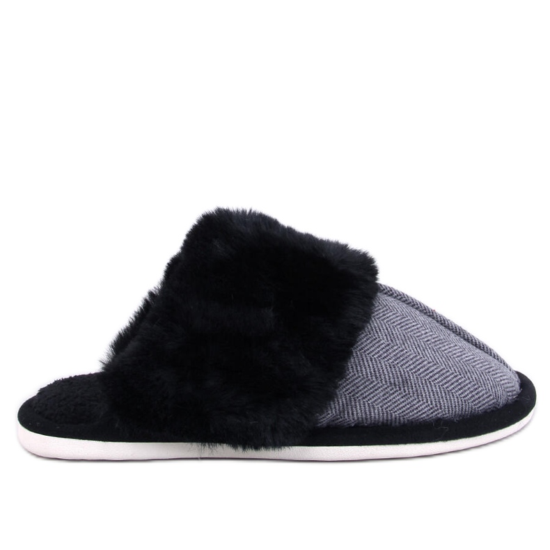 Schwarze Herrenhausschuhe mit Fischgrätenmuster von Gregory