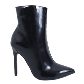 Roah Schwarze Lack-Stiletto-Stiefeletten