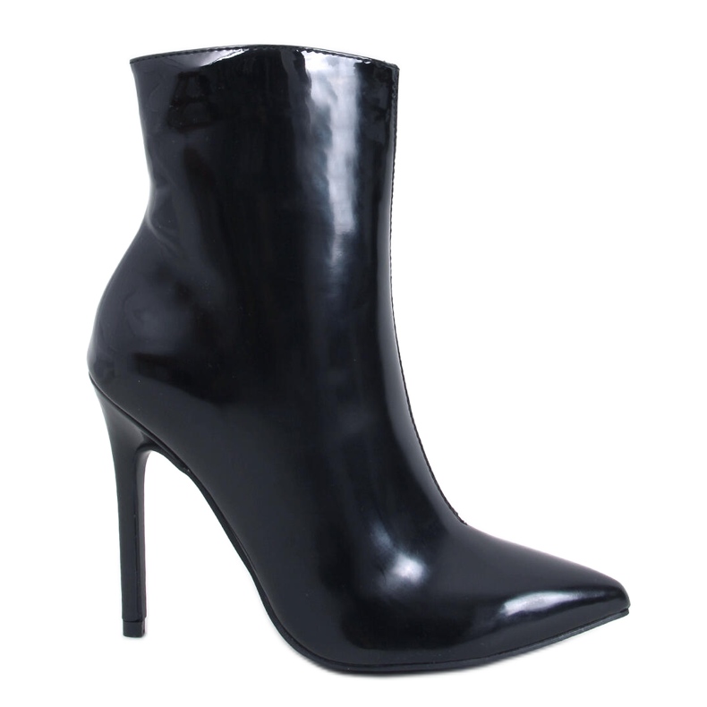 Roah Schwarze Lack-Stiletto-Stiefeletten