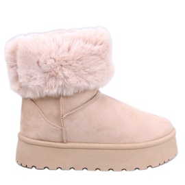 Tayna Beige Plateau-Schneestiefel mit Fell