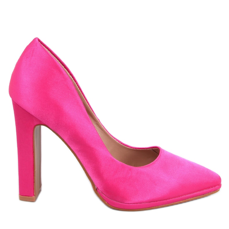 Satinpumps mit weitem Absatz Olivv Fuchsia rosa