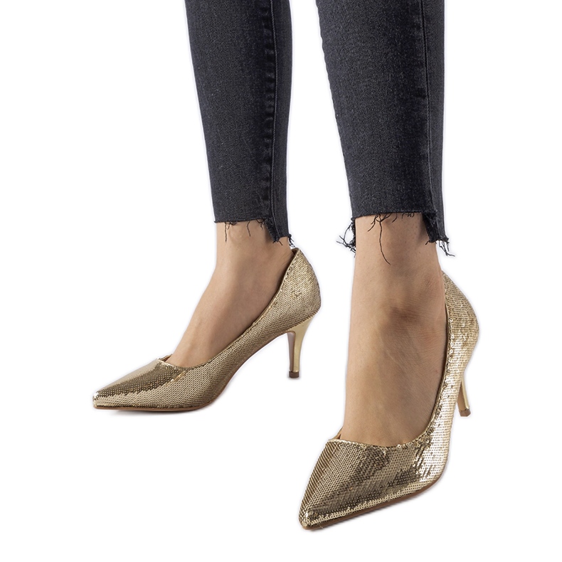 Ernesto goldene Pailletten-Stiletto-Pumps