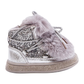Kinder-Schneestiefel mit Fell und Pailletten, silberfarben Bryana
