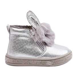 Silberne Mothia Kinder-Schneestiefel mit Reißverschluss