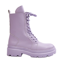 Damen-Arbeiterstiefel, Öko-Leder, Lila Irande