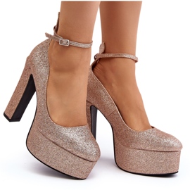 Goldene Mommoi Glitzer-High-Heel-Pumps