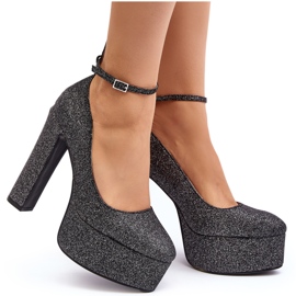 Schwarze Mommoi Glitzer-High-Heel-Pumps