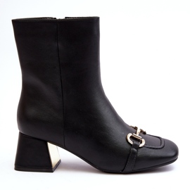 Schwarze Adinah-Stiefeletten mit hohem Absatz und Verzierung