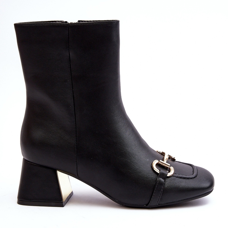 Schwarze Adinah-Stiefeletten mit hohem Absatz und Verzierung