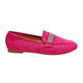 Damen-Mokassins mit Strasssteinen Fuchsia Ralrika rosa