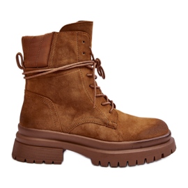 Trapper-Stiefel für Damen mit dicker Sohle, Kamelfarben von Narelona braun