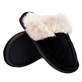 Schwarze Befana-Kinderhausschuhe mit Fell