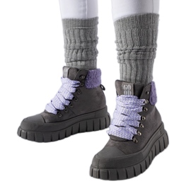 Graue Stiefeletten mit violetten Roanoke-Akzenten