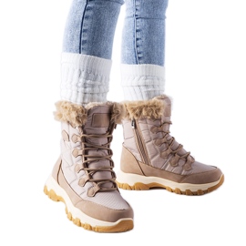 Beige isolierte Schnür-Schneestiefel von Albaneto