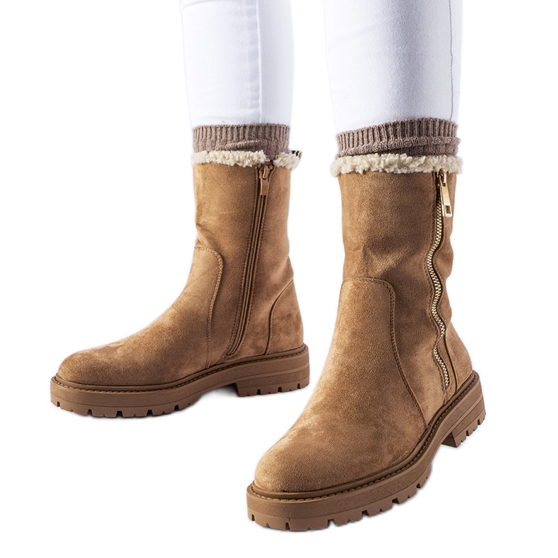 Beige isolierte Stiefel mit Sunnyslope-Reißverschluss