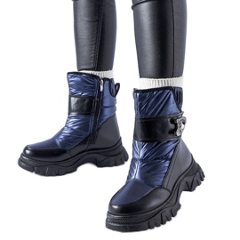 Marineblaue Schneestiefel mit massiver Carta-Sohle schwarz