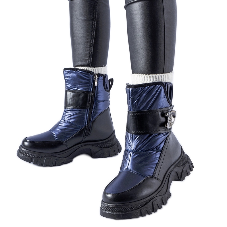 Marineblaue Schneestiefel mit massiver Carta-Sohle schwarz