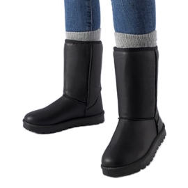 Schwarze klassische Bobby-Schneestiefel aus Öko-Leder