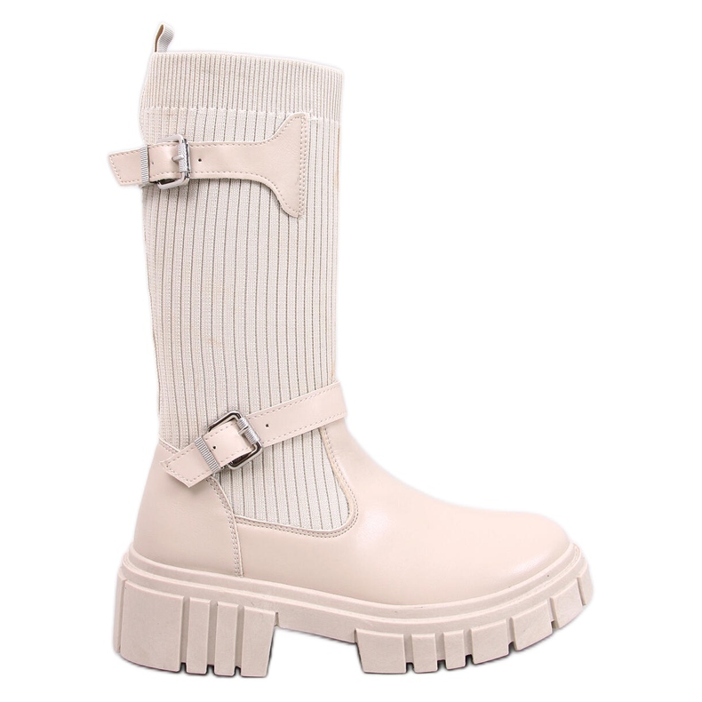 Rhea Beige Stiefel mit flexiblem Obermaterial