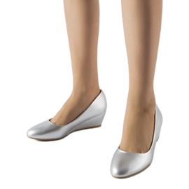 Houston silberne Ballerinas mit niedrigem Keilabsatz