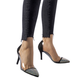 Schwarze High Heels mit Zirkonia und Laceno-Abstand