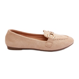 Beigefarbene Ghana-Loafer für Damen mit Verzierung