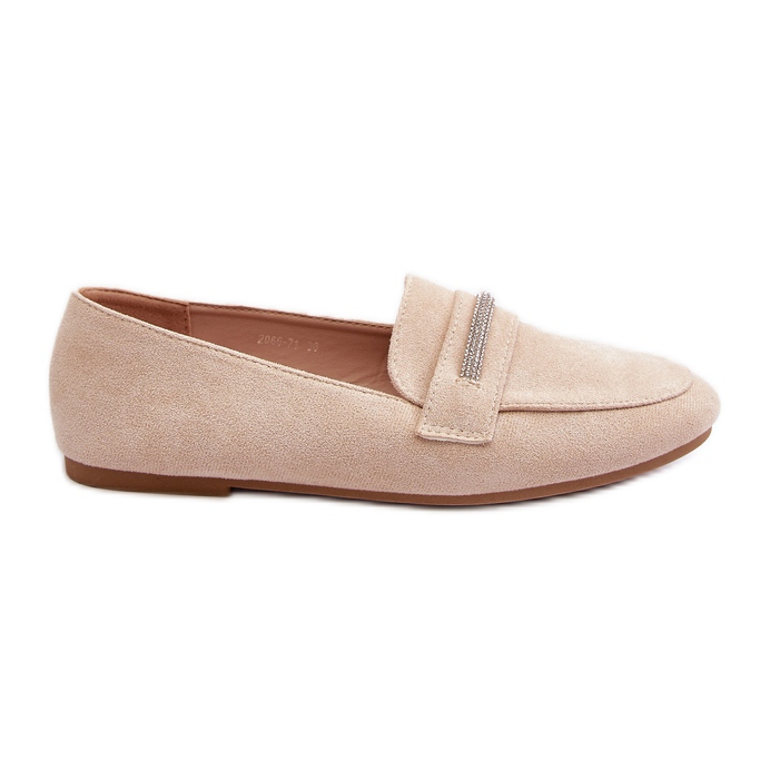 Beige Ladite Damen-Loafer aus Öko-Wildleder