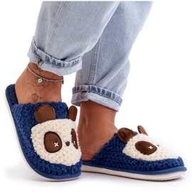 Warme Damenhausschuhe, Marineblau Priseth