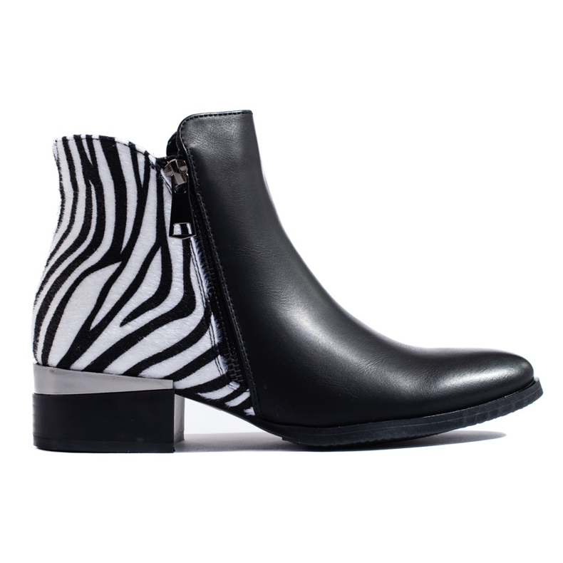 Schwarze Damen-Stiefeletten von Shelovet mit Zebra-Print
