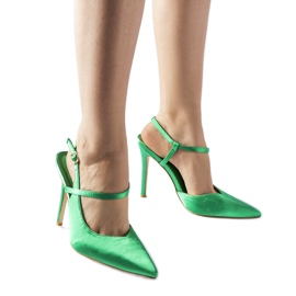 Grüne Aquilone High Heels mit offenem Absatz