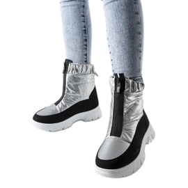 Silberne und schwarze isolierte Controni-Schneestiefel silber-