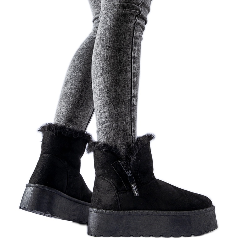 Schwarze Schneestiefel mit Points-Plateau