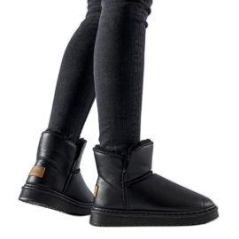 Schwarze, isolierte Schneestiefel aus Öko-Leder von Kaufman