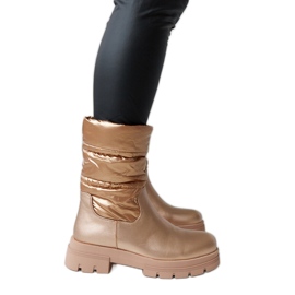 Metallische, isolierte Stiefeletten mit Malvaro-Steppung beige